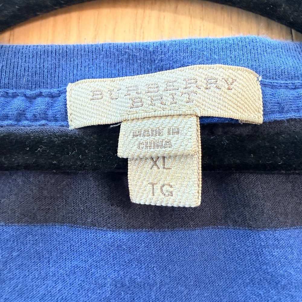 Burberry Brit Navy and Royal Blue Striped Shirt Tee XL - Picture 3 of 10